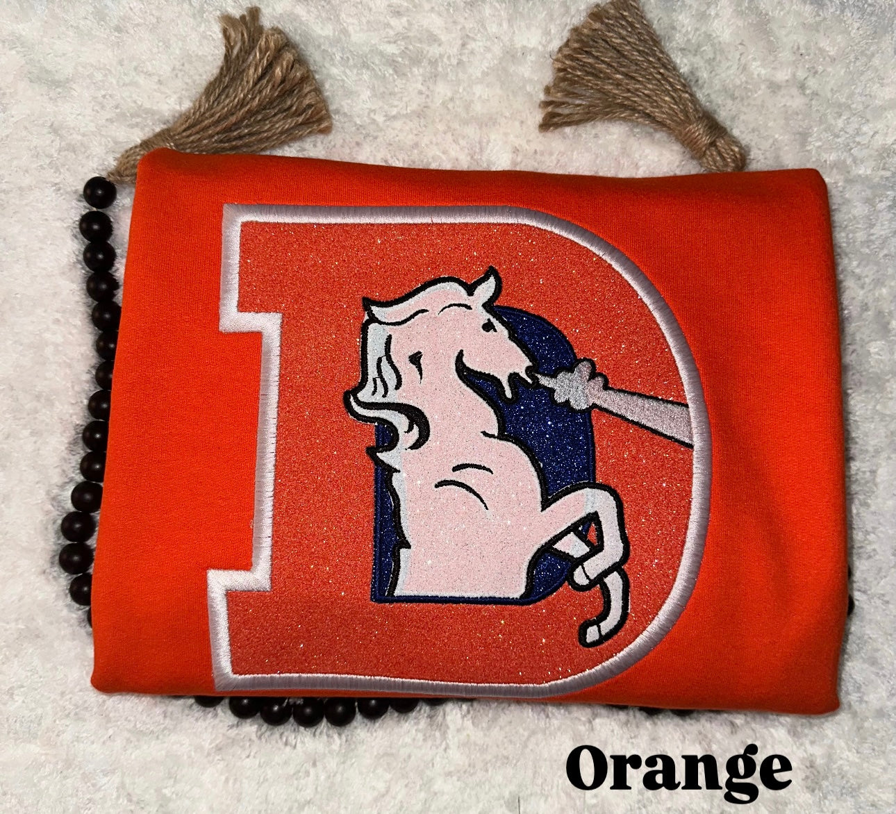 Old School Denver Broncos Glitter Logo - Embroidered