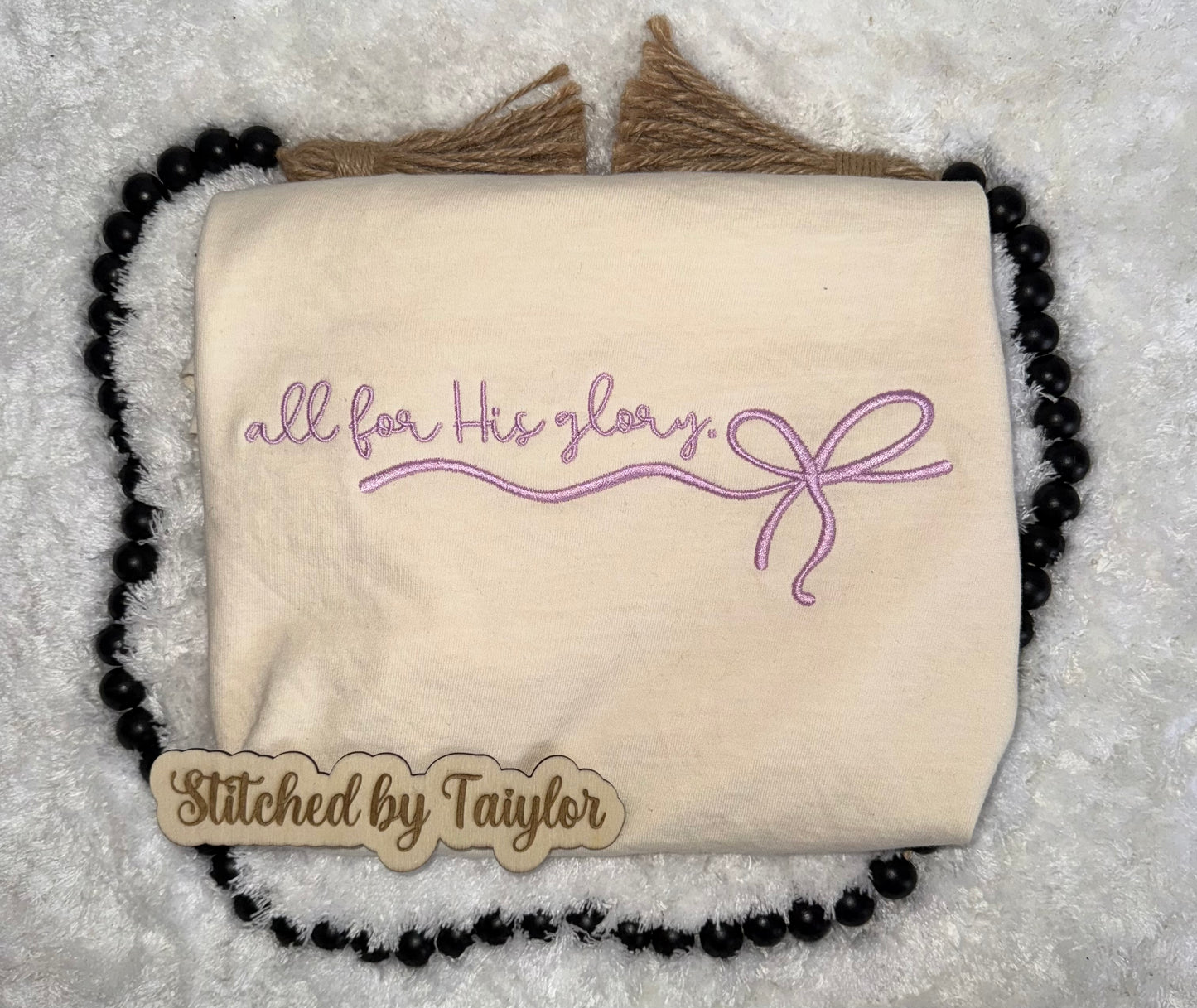 All For His Glory Bow - Embroidered
