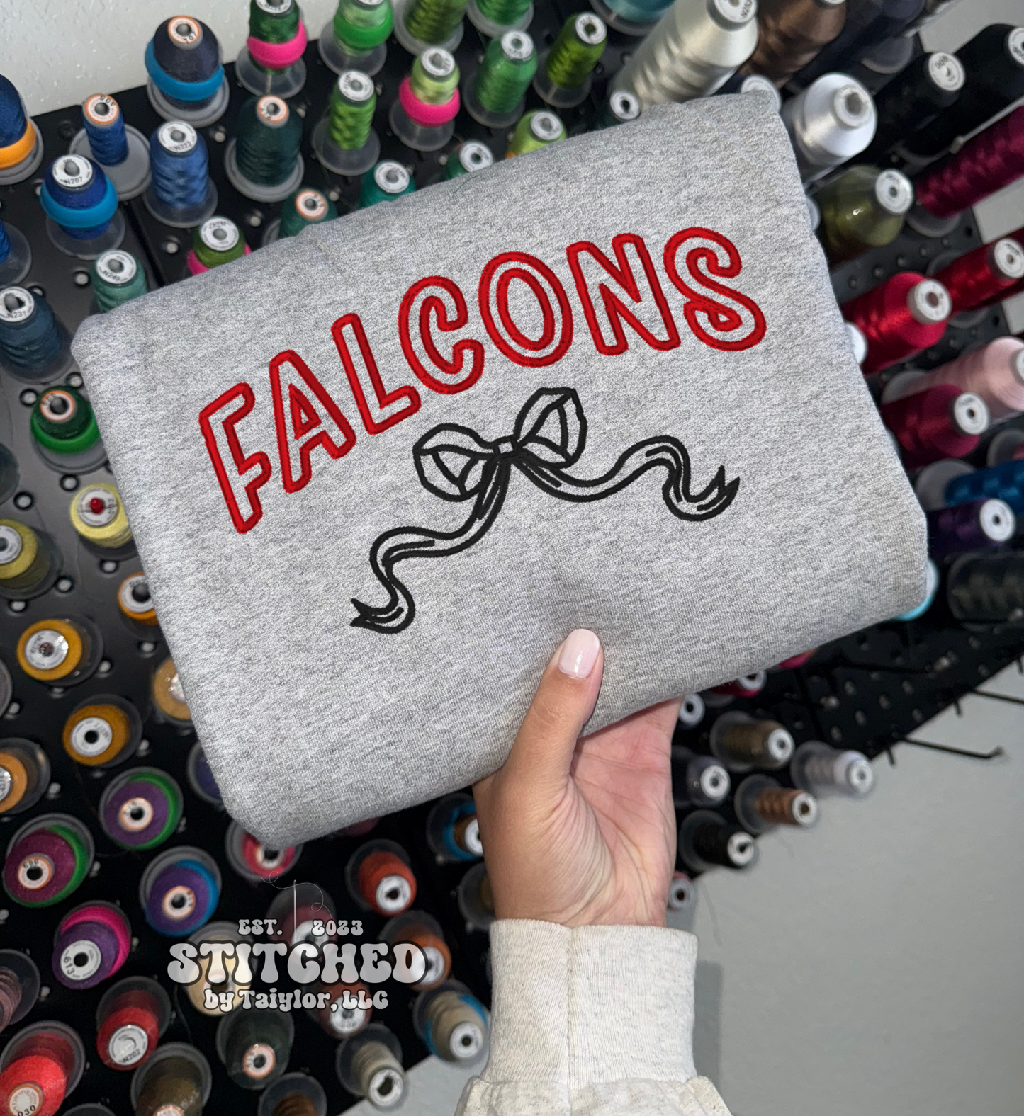 CUSTOM Word With Bow - Embroidered