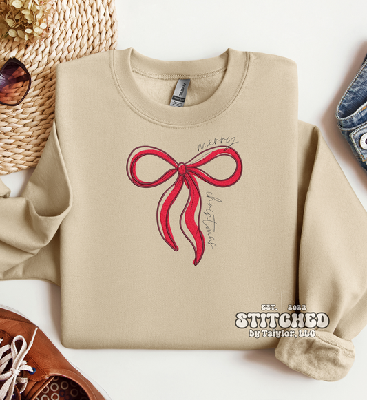 Merry Christmas Bow - Embroidered