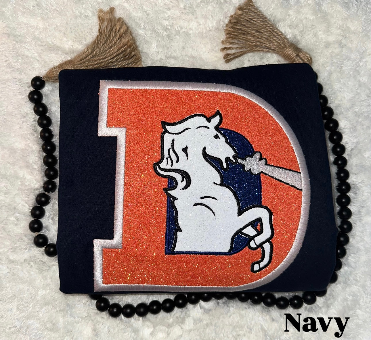Old School Denver Broncos Glitter Logo - Embroidered