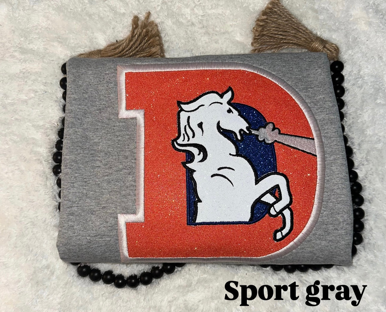 Old School Denver Broncos Glitter Logo - Embroidered