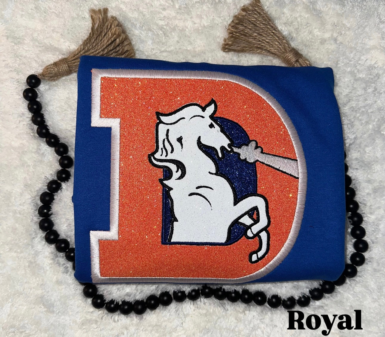 Old School Denver Broncos Glitter Logo - Embroidered