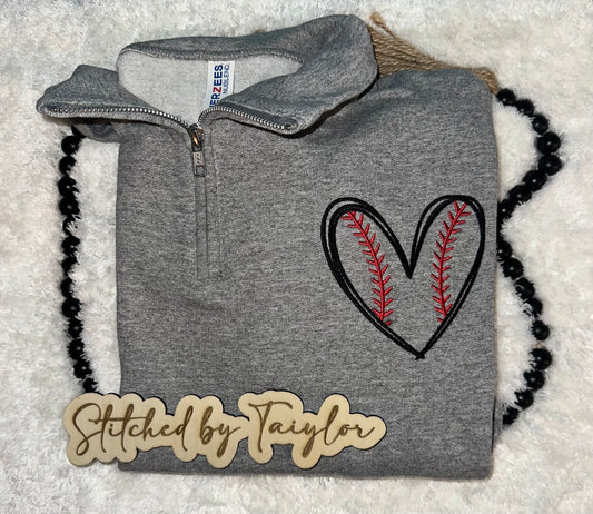 Heart Baseball/Softball Side Chest Design - Embroidered