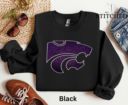 Kansas State Glitter Logo - Embroidered