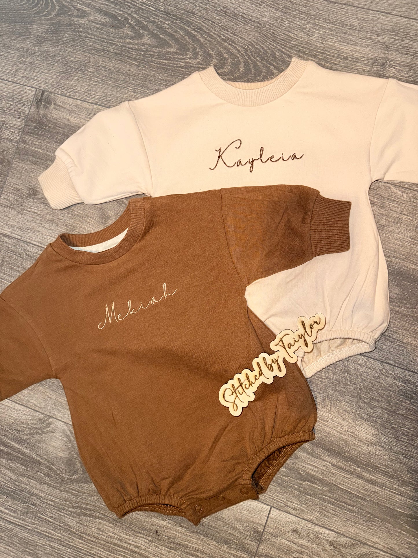 Infant Bubble Romper with Name - Embroidered