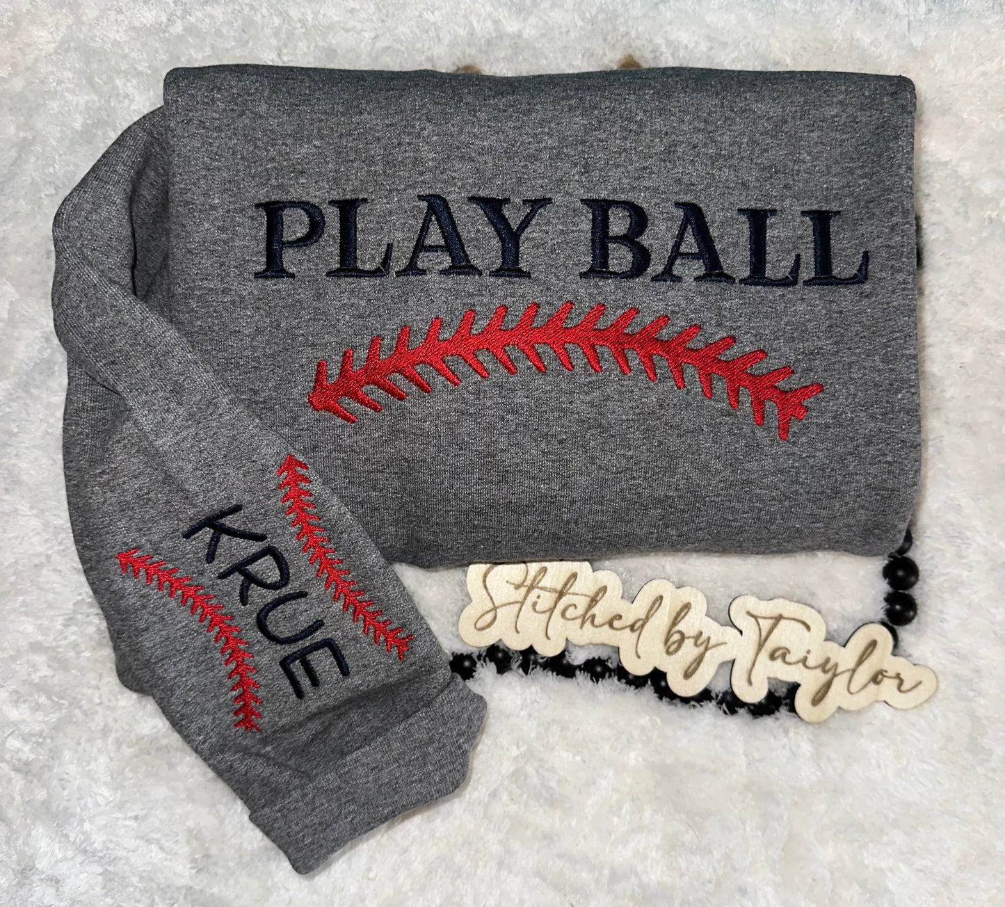 PLAY BALL (optional sleeve) - Embroidered