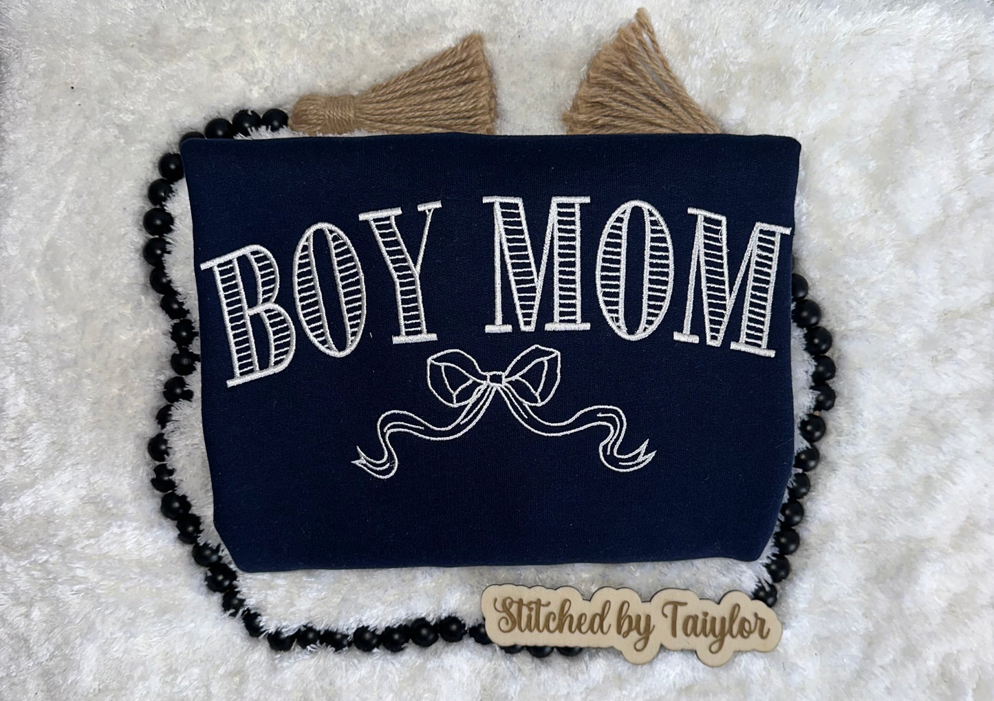 Boy Mom with Bow - Embroidered