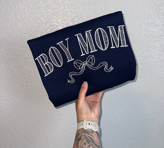 Boy Mom with Bow - Embroidered