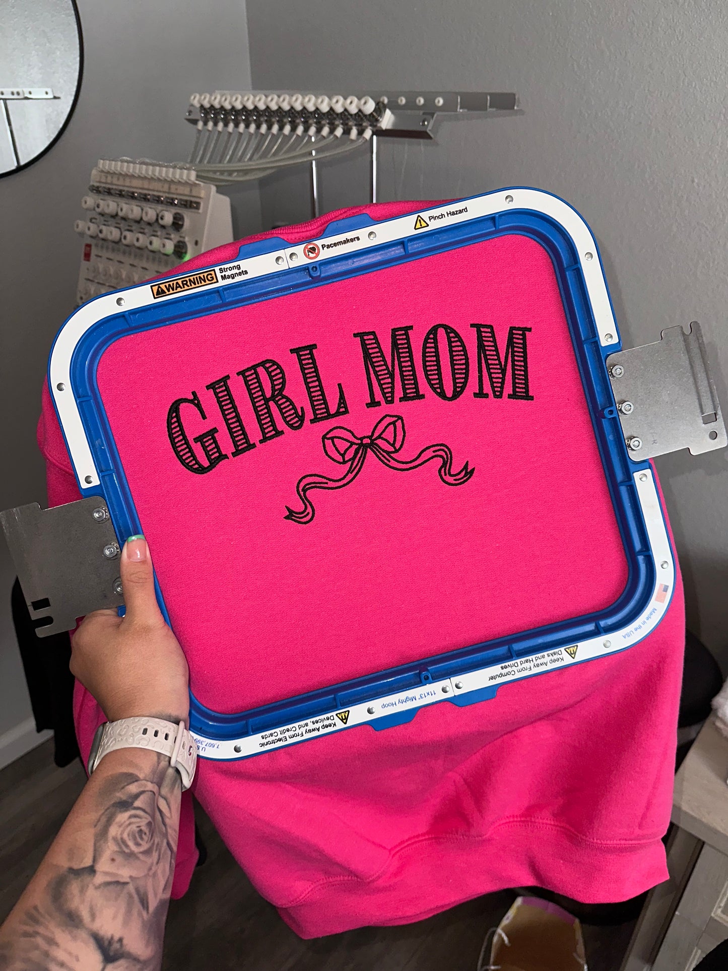 Girl Mom with Bow - Embroidered