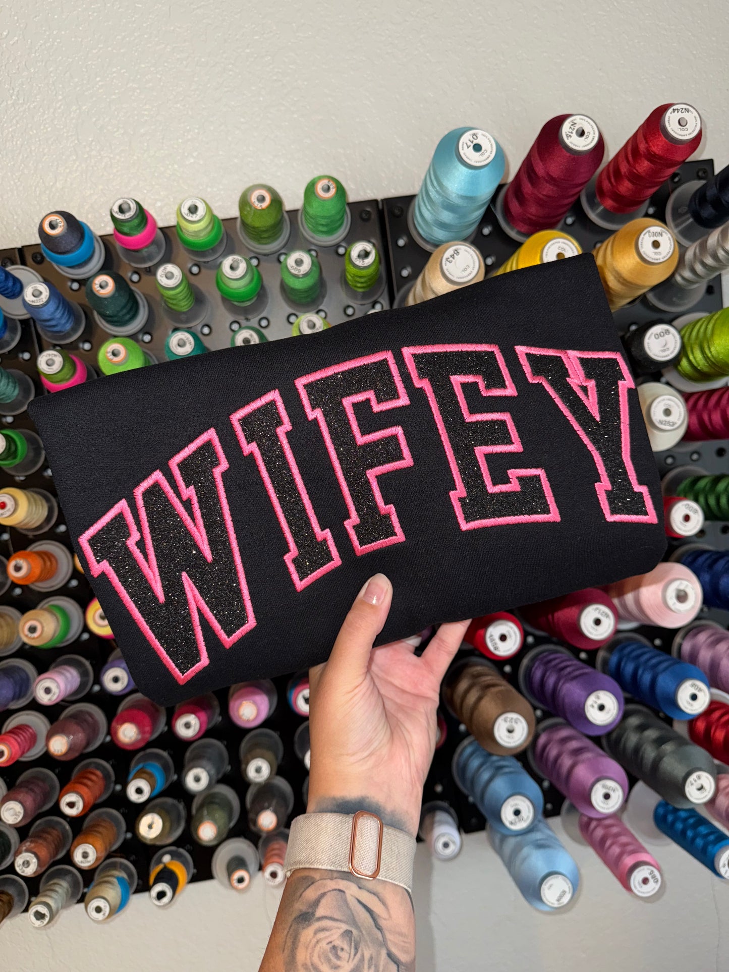 CUSTOM Glitter Word Design (Embroidered)