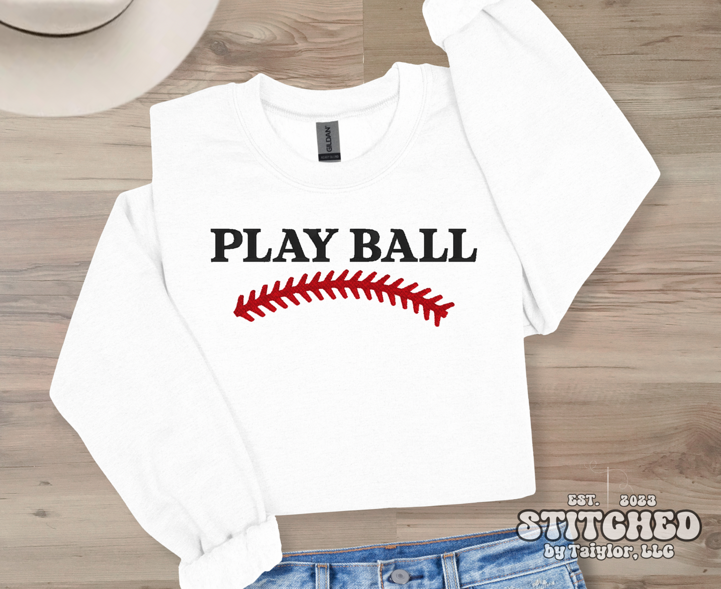 PLAY BALL (optional sleeve) - Embroidered
