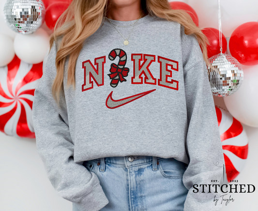 N(CANDY CANE)KE Crewneck - EMBROIDERED