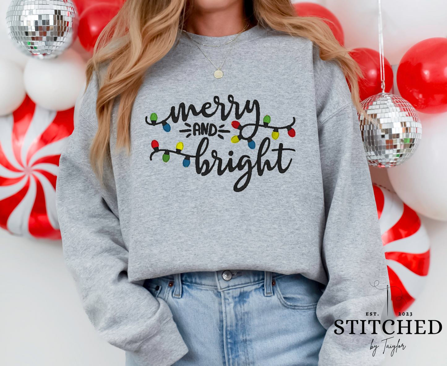 Merry & Bright Crewneck - EMBROIDERED
