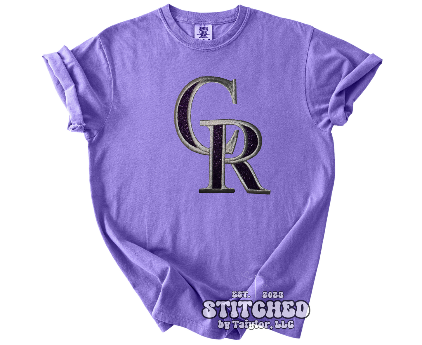 Colorado Rockies T-Shirt Glitter Logo - Embroidered