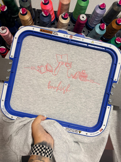 Bookish Line Art - EMBROIDERED
