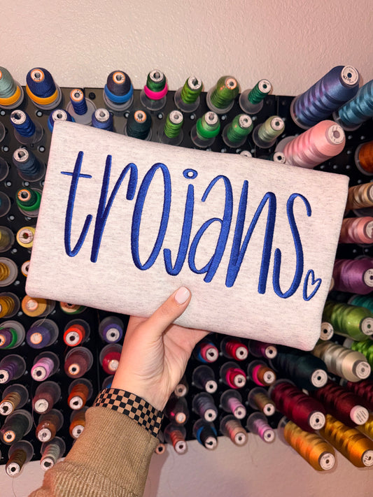 trojans heart - EMBROIDERED