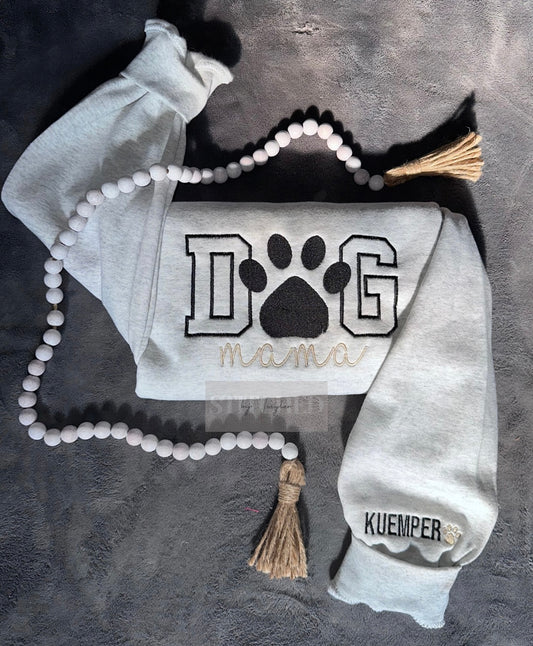 DOG mama with Optional Name(s) on Sleeve