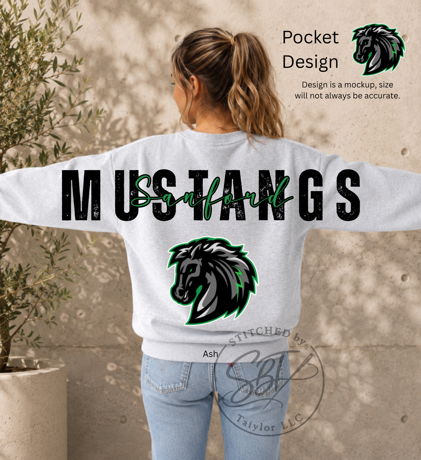 Sanford Mustangs Big Back Printed Crewneck