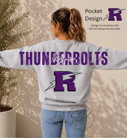 Rye Thunderbolts Big Back Printed Crewneck