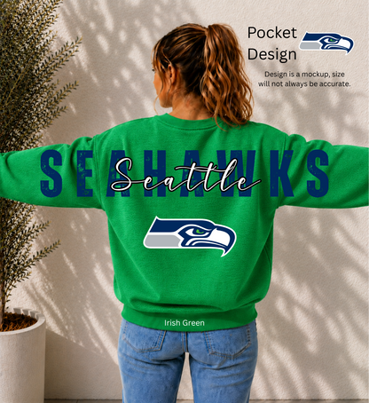 Seahawks Football Big Back Printed Crewneck
