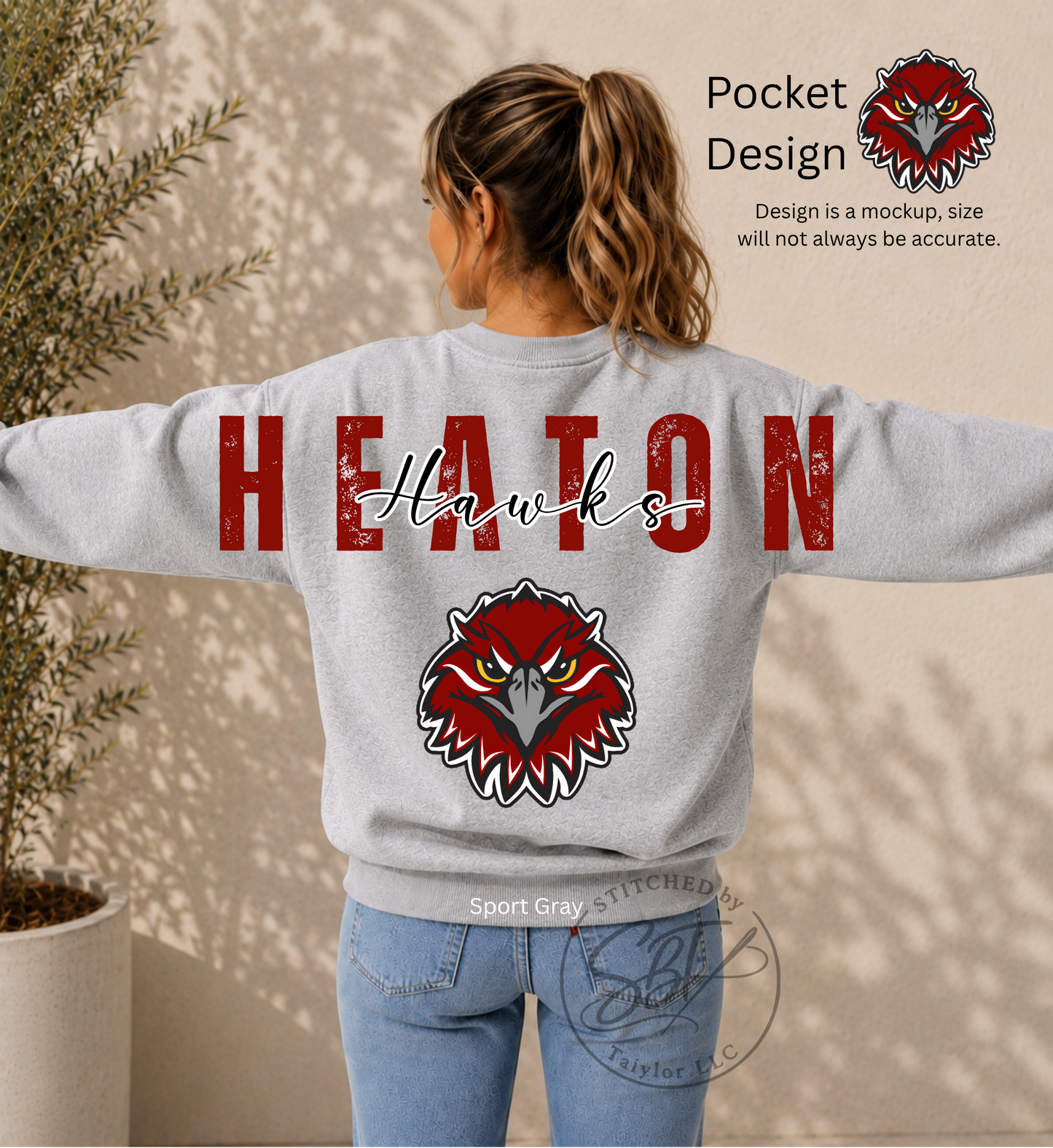 Heaton Hawks Big Back Printed Crewneck