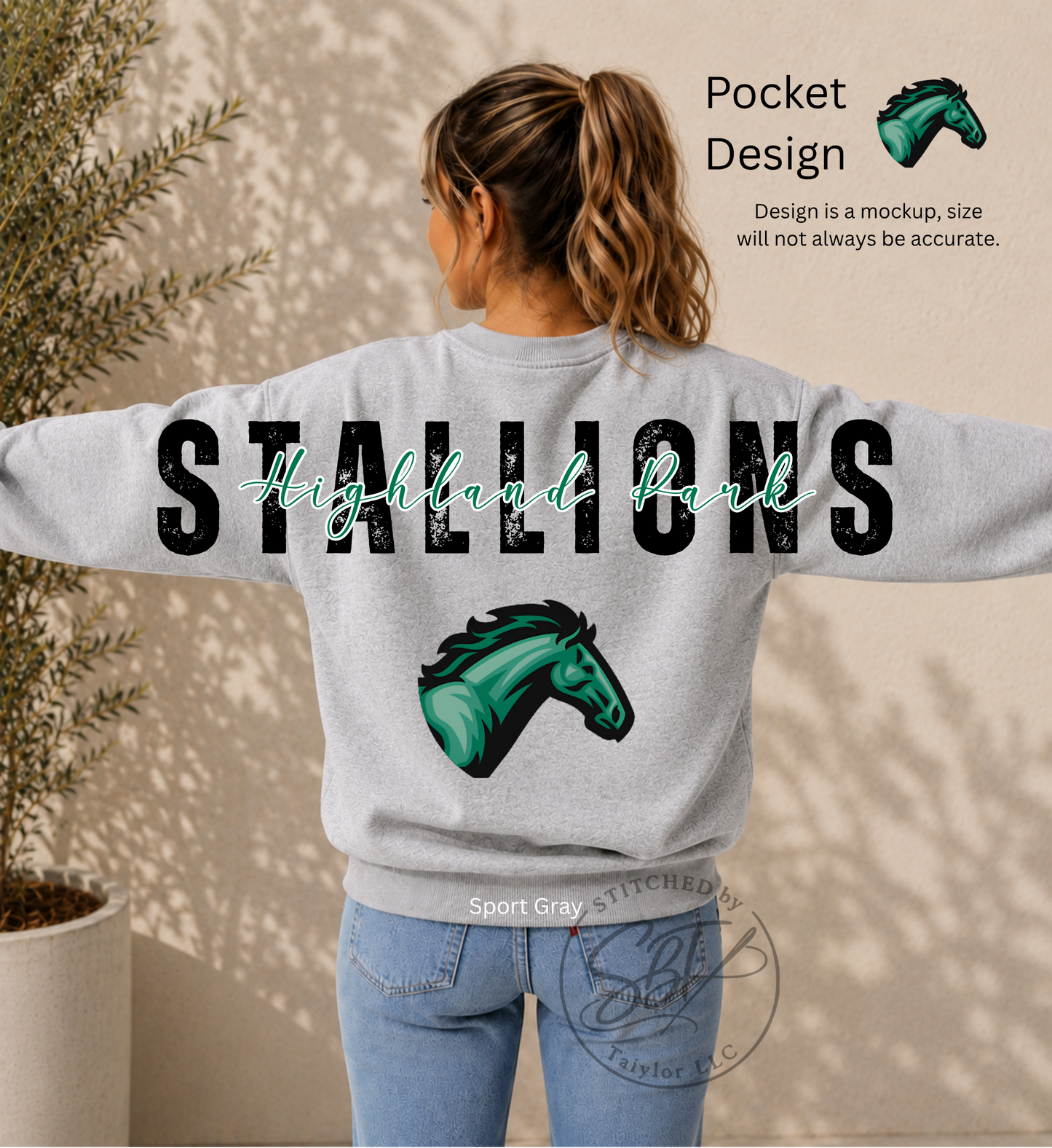 Highland Park Stallions Big Back Printed Crewneck