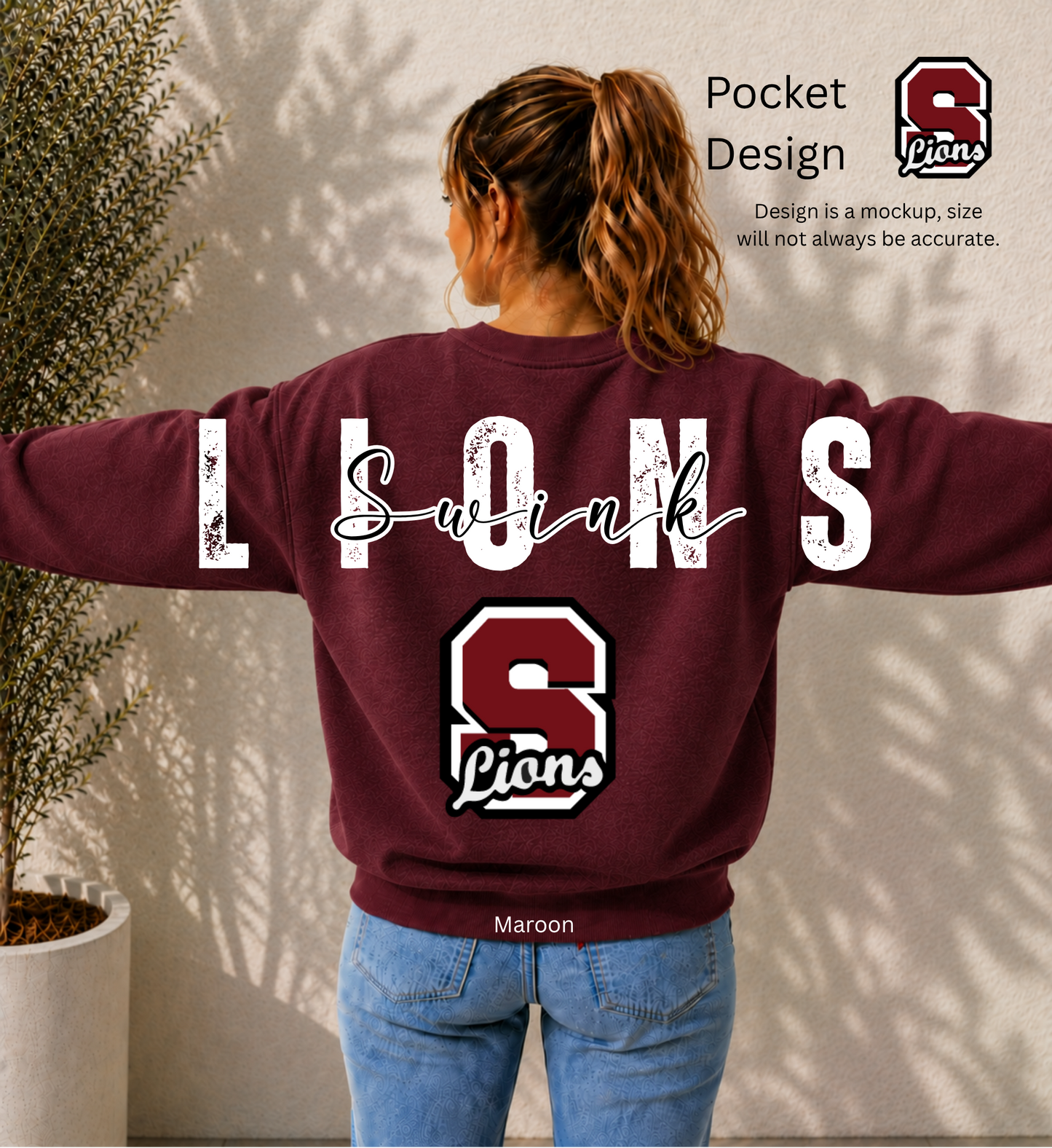 Swink Lions Big Back Printed Crewneck