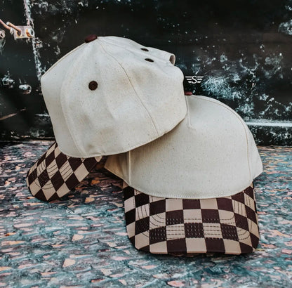 Checkered Trucker Hats | Ponytail Cap | Embroidered
