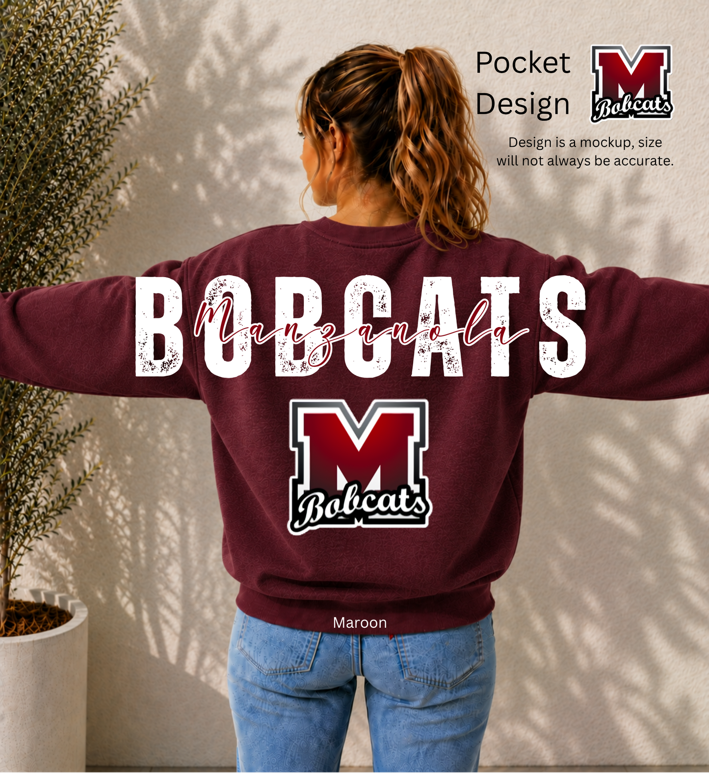 Manzanola Bobcats Big Back Printed Crewneck