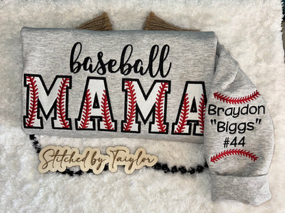 Baseball/Softball MAMA Glitter Crewneck - Optional Sleeve