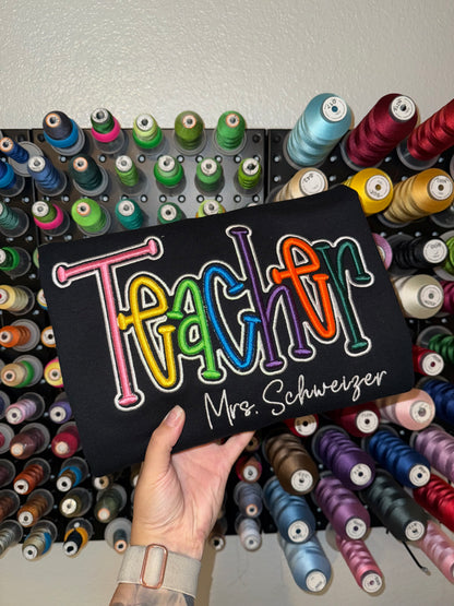 TEACHER PUFF - Embroidered