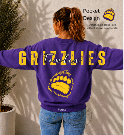 Fowler Grizzlies Big Back Printed Crewneck