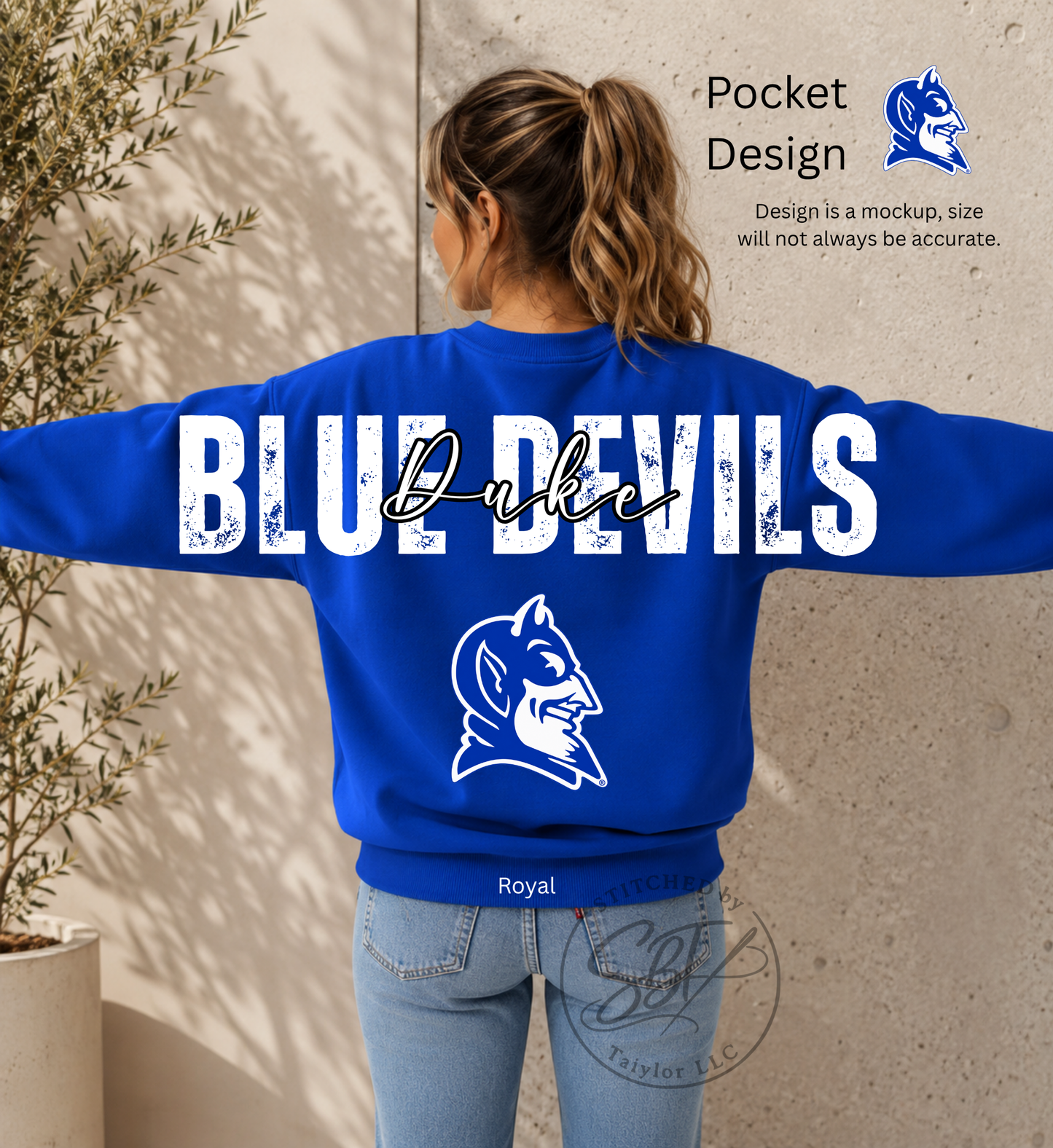 Duke Blue Devils Big Back Printed Crewneck