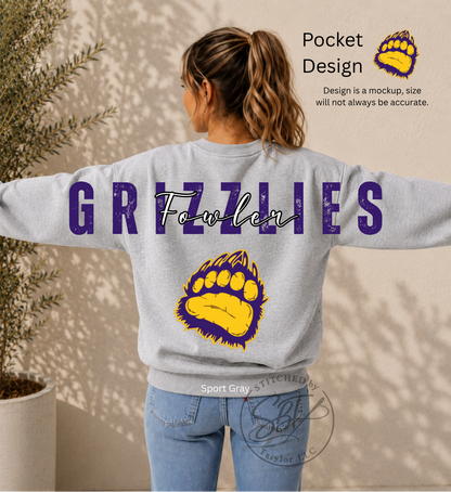 Fowler Grizzlies Big Back Printed Crewneck