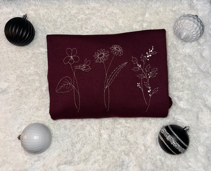 Birth Month Flower Design - Embroidered