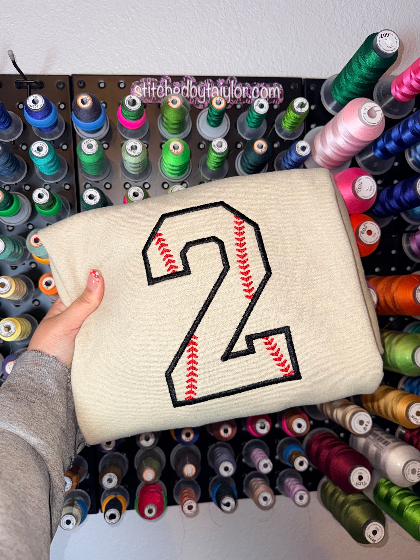 Baseball/Softball Number | Embroidered Tee | Embroidered Crewneck