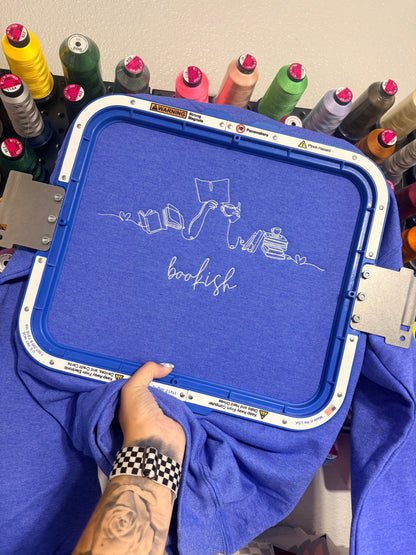 Bookish Line Art - EMBROIDERED