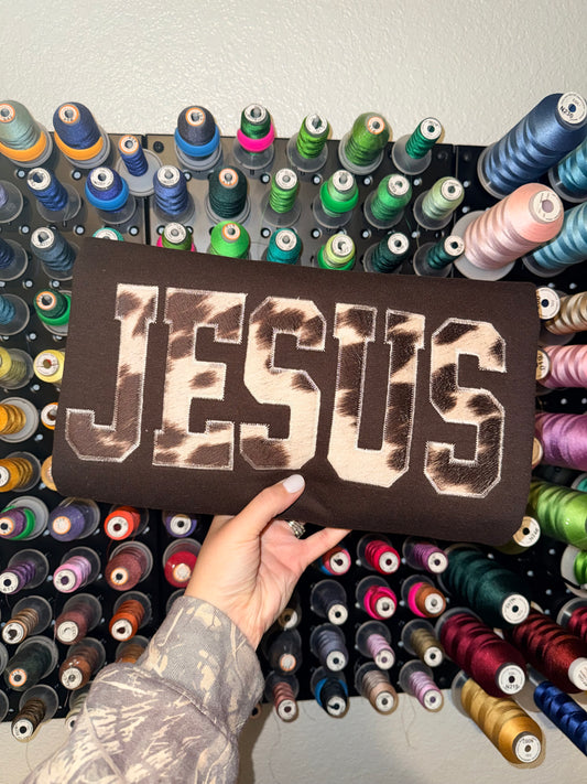 JESUS Cow Print Shirt - Embroidered
