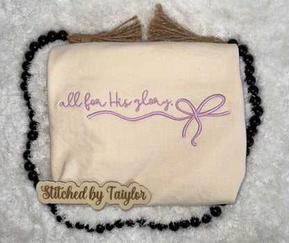 All For His Glory Bow - Embroidered