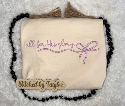All For His Glory Bow - Embroidered