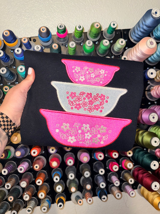 3 Bowls Glitter Design - Embroidered