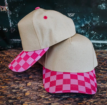 Checkered Trucker Hats | Ponytail Cap | Embroidered