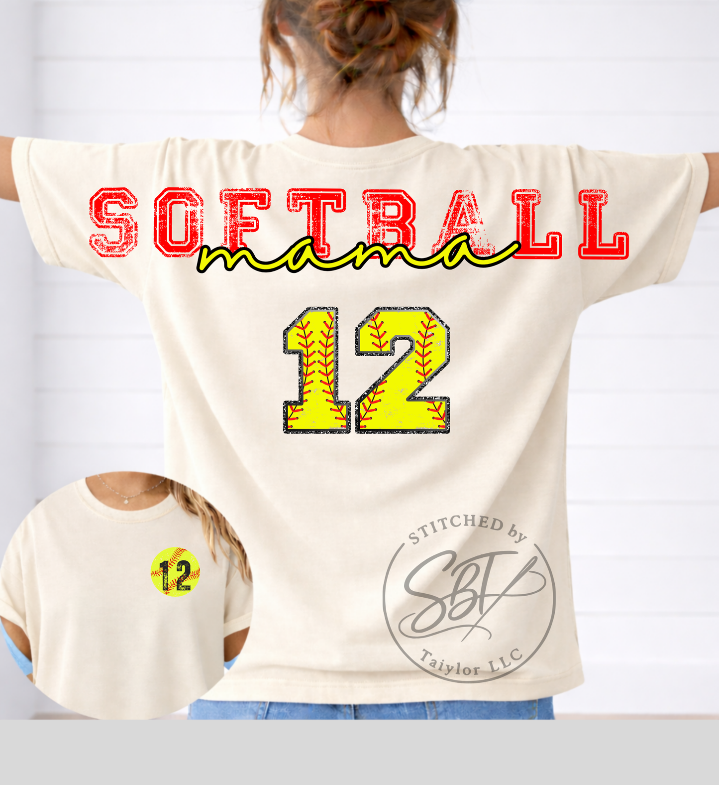 Personalized Custom Softball Big Back Printed Shirt