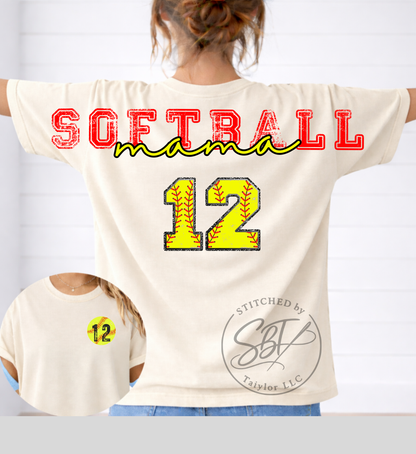 Personalized Custom Softball Big Back Printed Shirt