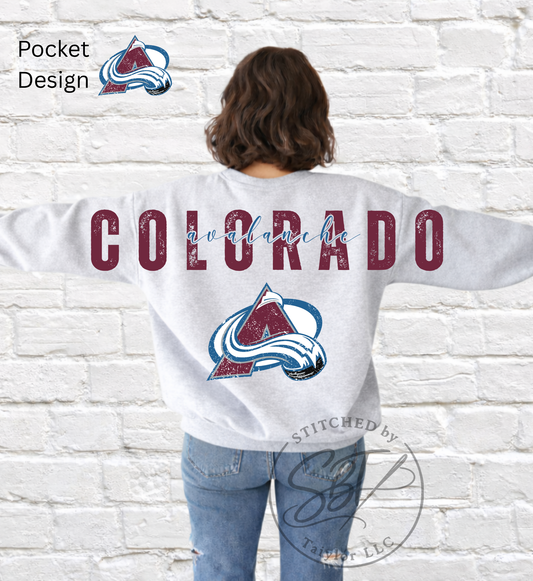 CO Avs Hockey Big Back Printed Crewneck