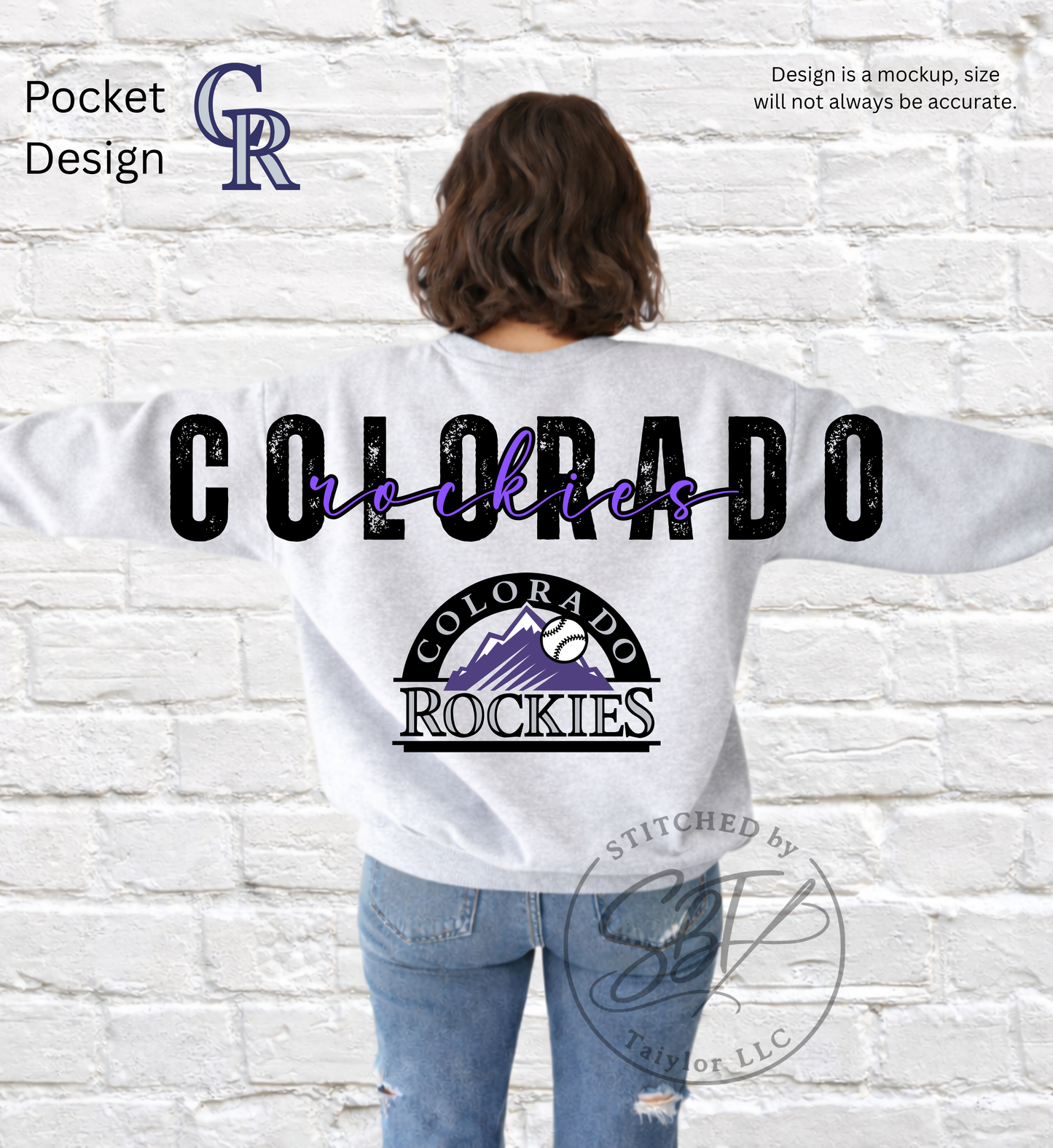 CO Rockies Baseball Big Back Printed Crewneck