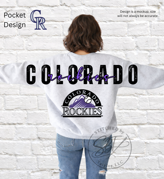 CO Rockies Baseball Big Back Printed Crewneck