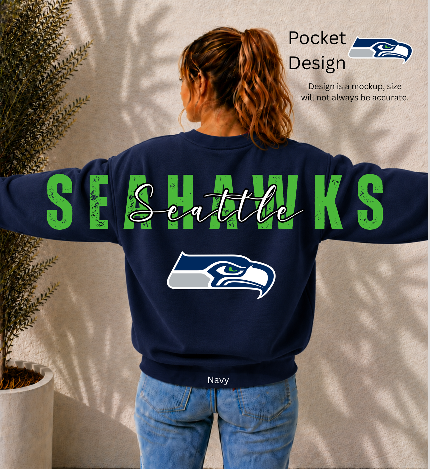 Seahawks Football Big Back Printed Crewneck