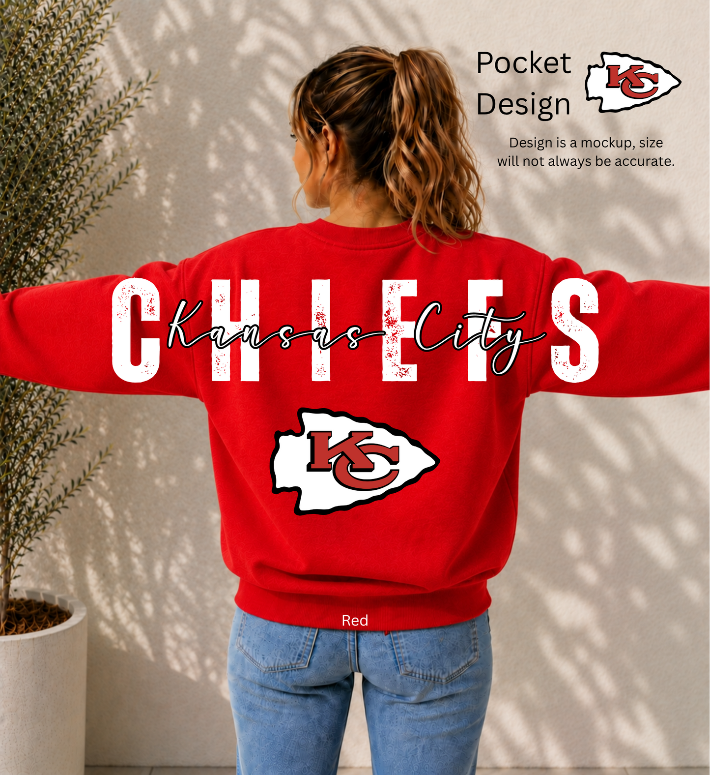 KC Chiefs Football Big Back Printed Crewneck